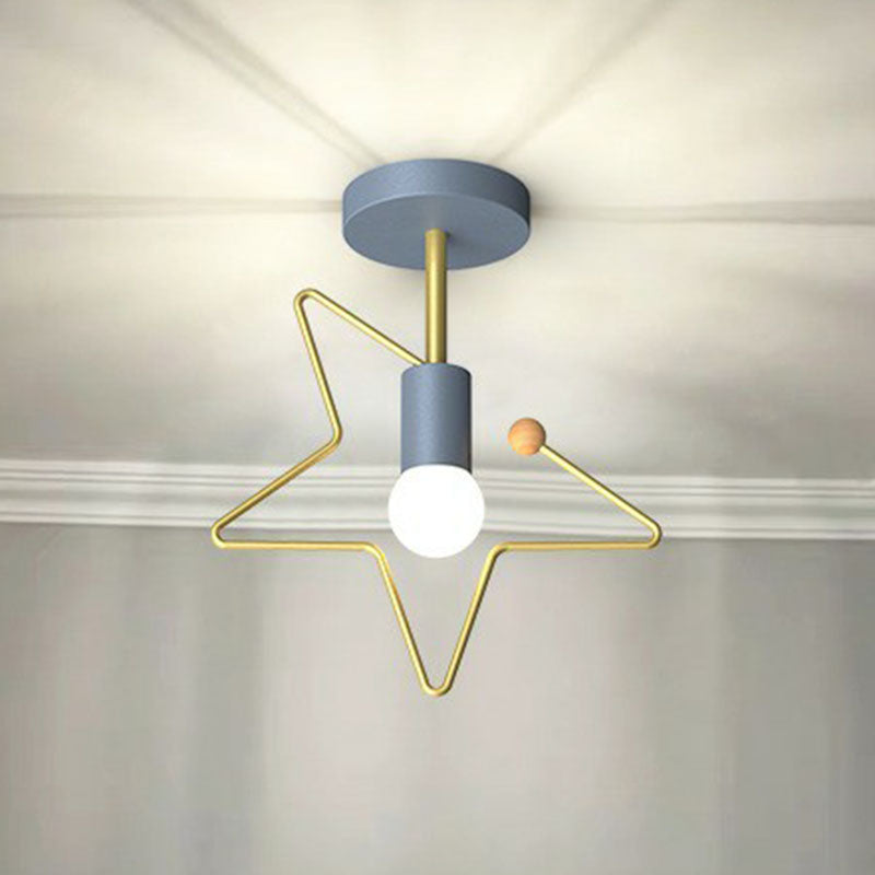 Geometrical Metallic Semi Flush Ceiling Light Vintage 1-Light Corridor Flush Mount Lighting Fixture Clearhalo 'Ceiling Lights' 'Close To Ceiling Lights' 'Close to ceiling' 'Semi-flushmount' Lighting' 2241334