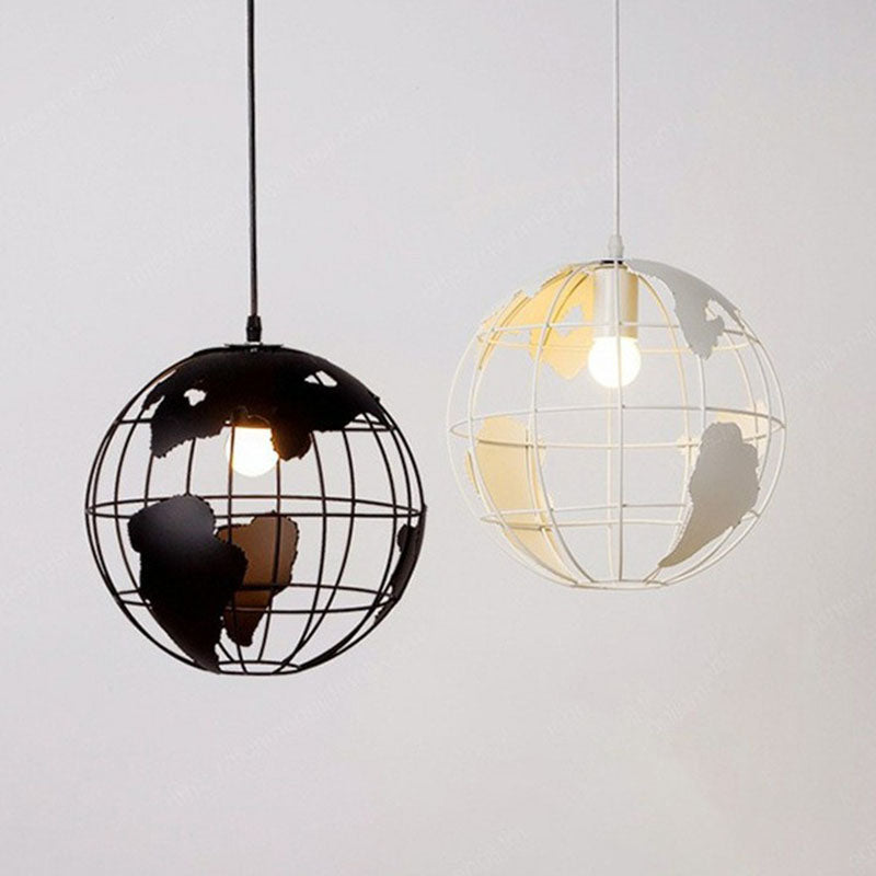 Single-Bulb Hanging Lamp Vintage Terrestrial Globe Iron Lighting Pendant for Corridor Clearhalo 'Art Deco Pendants' 'Black' 'Cast Iron' 'Ceiling Lights' 'Ceramic' 'Crystal' 'Industrial Pendants' 'Industrial' 'Metal' 'Middle Century Pendants' 'Pendant Lights' 'Pendants' 'Rustic Pendants' 'Tiffany' Lighting' 2241525