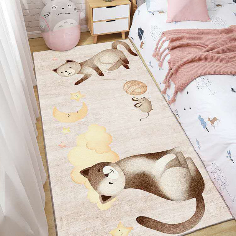 Casual Lovely Rug Multi Color Animal Print Indoor Rug Synthetics Non-Slip Backing Washable Carpet for Bedroom Light Brown Clearhalo 'Area Rug' 'Rug' 2241900