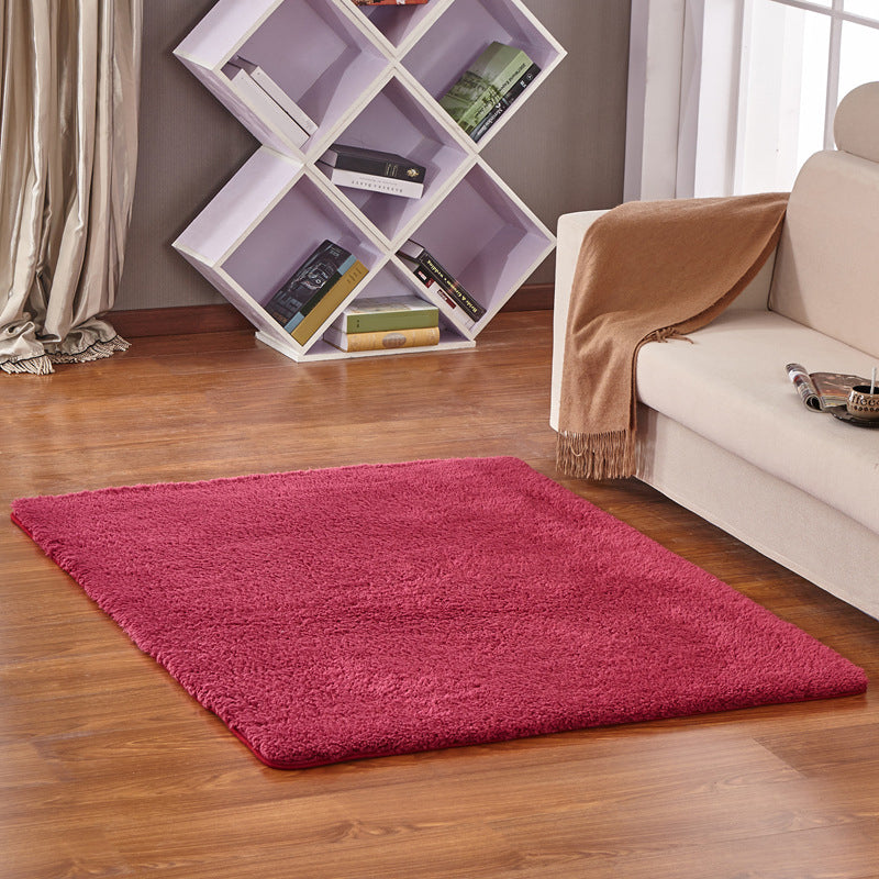 Modern Living Room Rug Multicolor Plain Area Rug Synthetic Non-Slip Pet Friendly Easy Care Carpet Burgundy Clearhalo 'Area Rug' 'Casual' 'Rugs' Rug' 2242064