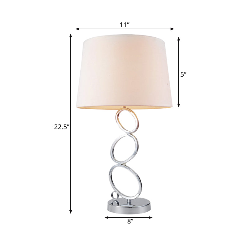 1 Light Drum Desk Lamp Traditional White Fabric Task Lighting for Bedroom with Ring Clearhalo 'Lamps' 'Table Lamps' Lighting' 224220