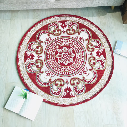 Western Living Room Rug Multi-Color Floral Pattern Area Carpet Polyster Anti-Slip Backing Washable Rug Burgundy Clearhalo 'Area Rug' 'Rugs' 'Vintage' Rug' 2242288