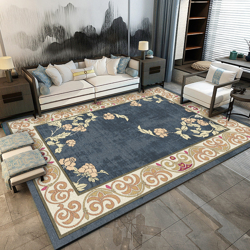 Multi-Colored Olden Rug Synthetics Floral Print Area Rug Anti-Slip Stain-Resistant Carpet for Living Room Gray Blue Clearhalo 'Area Rug' 'Rugs' 'Shabby Chic' Rug' 2242322