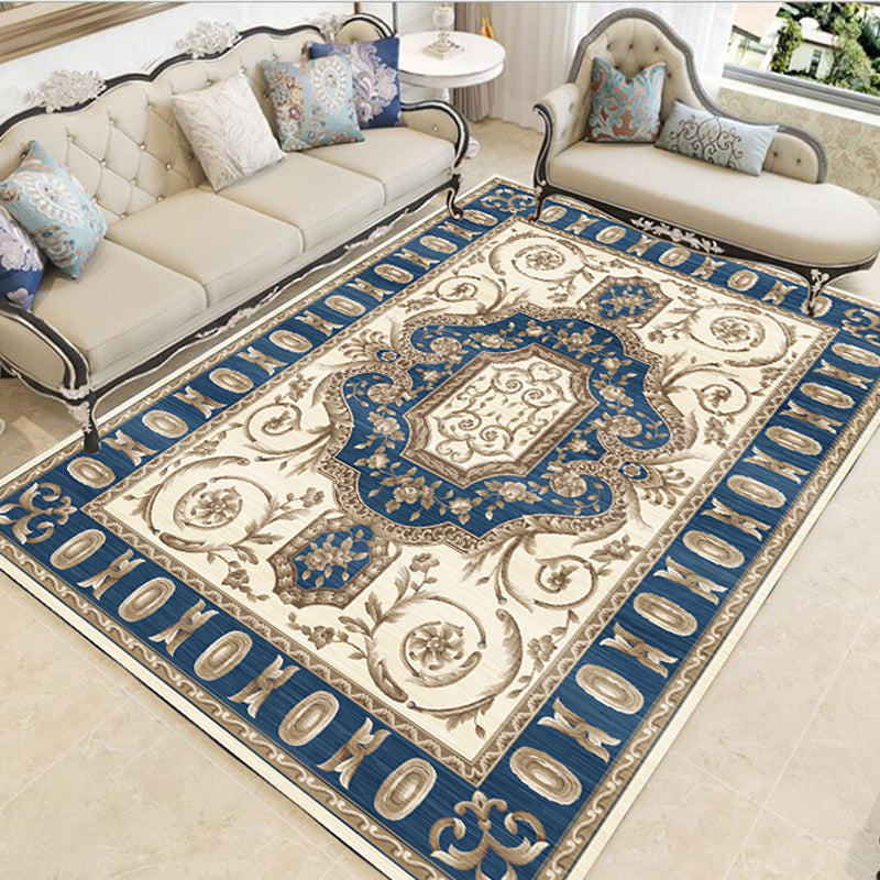 Multicolor Vintage Rug Polypropylene Geometric Area Rug Anti-Slip Backing Washable Carpet for Room Blue Clearhalo 'Area Rug' 'Rugs' 'Vintage' Rug' 2242399