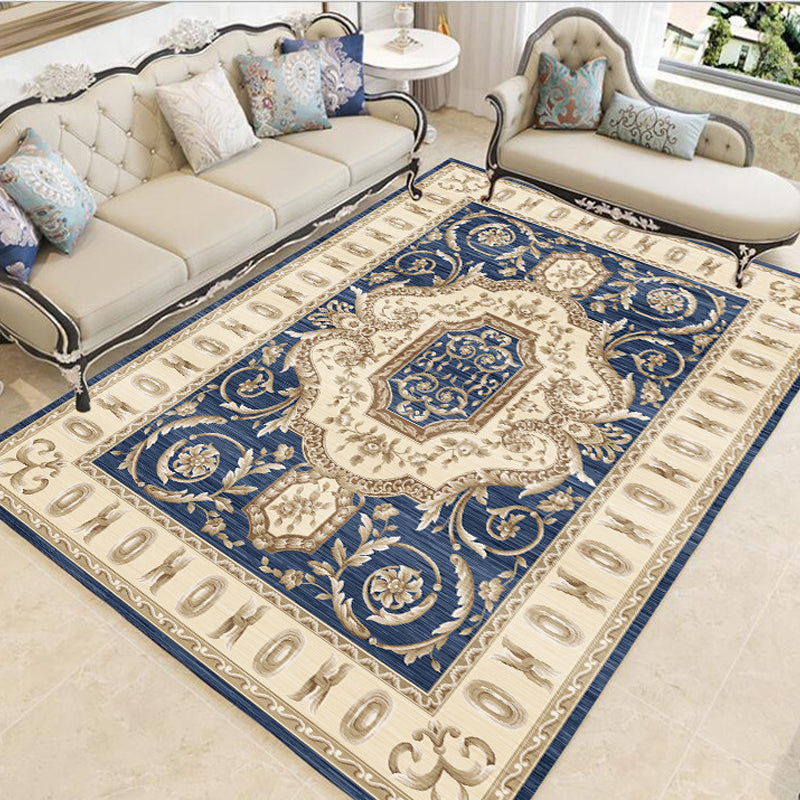 Multicolor Vintage Rug Polypropylene Geometric Area Rug Anti-Slip Backing Washable Carpet for Room Dark Blue Clearhalo 'Area Rug' 'Rugs' 'Vintage' Rug' 2242400