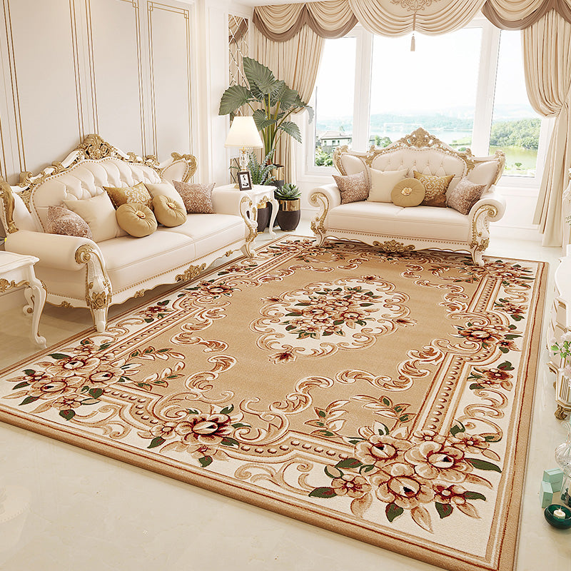 Retro Multicolor Floral Rug Polyster Western Area Rug Easy Care Machine Washable Carpet for Living Room Beige Clearhalo 'Area Rug' 'Rugs' 'Vintage' Rug' 2242452