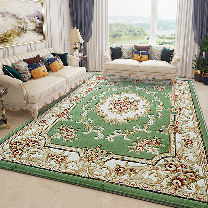 Retro Multicolor Floral Rug Polyster Western Area Rug Easy Care Machine Washable Carpet for Living Room Green Clearhalo 'Area Rug' 'Rugs' 'Vintage' Rug' 2242457