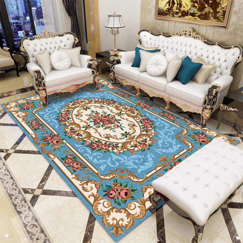 Vintage Western Rug Multicolor Floral Printed Area Carpet Easy Care Washable Indoor Rug for Decoration Sky Blue Clearhalo 'Area Rug' 'Rugs' 'Vintage' Rug' 2242524