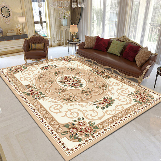 Vintage Home Decoration Rug Multi-Color Floral Pattern Carpet Polypropylene Non-Slip Backing Pet Friendly Rug Beige Clearhalo 'Area Rug' 'Rugs' 'Vintage' Rug' 2242747