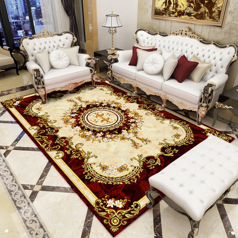 Retro Flower Print Rug Multi Color Synthetics Indoor Rug Easy Care Pet Friendly Carpet for Room Red Brown Clearhalo 'Area Rug' 'Rugs' 'Vintage' Rug' 2242756