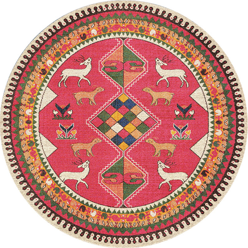 Ethnic Living Room Rug Multi-Color Tribal Pattern Carpet Synthetic Non-Slip Backing Easy Care Indoor Rug Watermelon Red Clearhalo 'Area Rug' 'Moroccan' 'Rugs' Rug' 2242926
