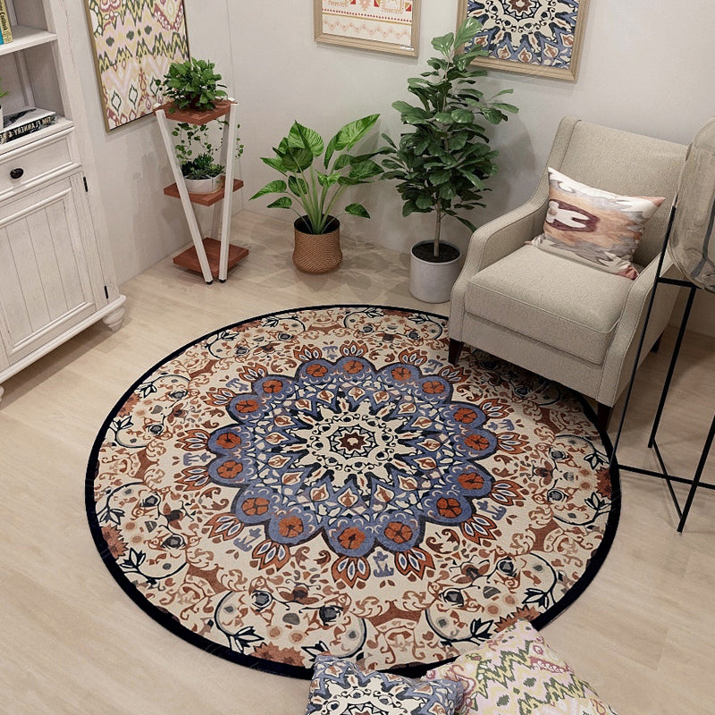Classic Western Rug Multi-Colored Tribal Floral Print Rug Anti-Slip Backing Washable Area Carpet for Room Brown Clearhalo 'Area Rug' 'Moroccan' 'Rugs' Rug' 2242933