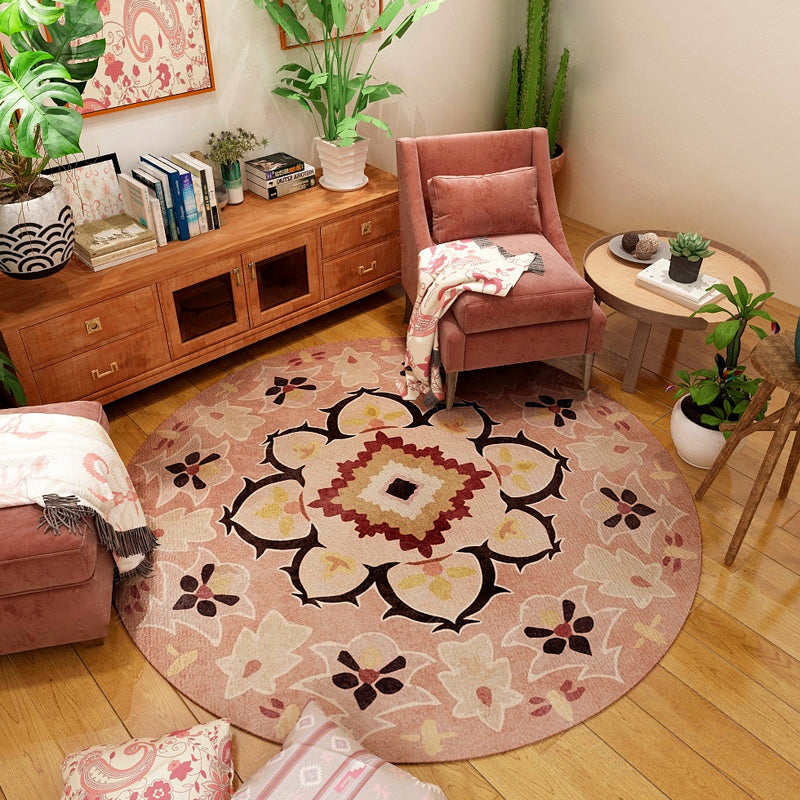 Classic Western Rug Multi-Colored Tribal Floral Print Rug Anti-Slip Backing Washable Area Carpet for Room Nude Pink Clearhalo 'Area Rug' 'Moroccan' 'Rugs' Rug' 2242935