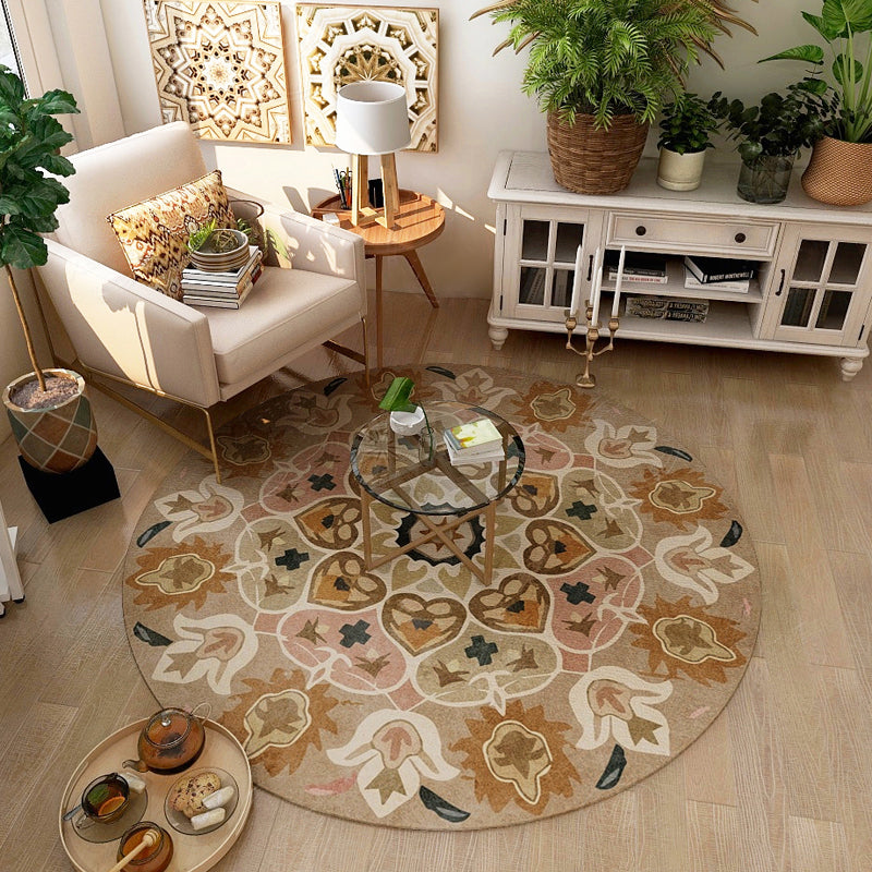 Classic Western Rug Multi-Colored Tribal Floral Print Rug Anti-Slip Backing Washable Area Carpet for Room Yellow-Brown Clearhalo 'Area Rug' 'Moroccan' 'Rugs' Rug' 2242941