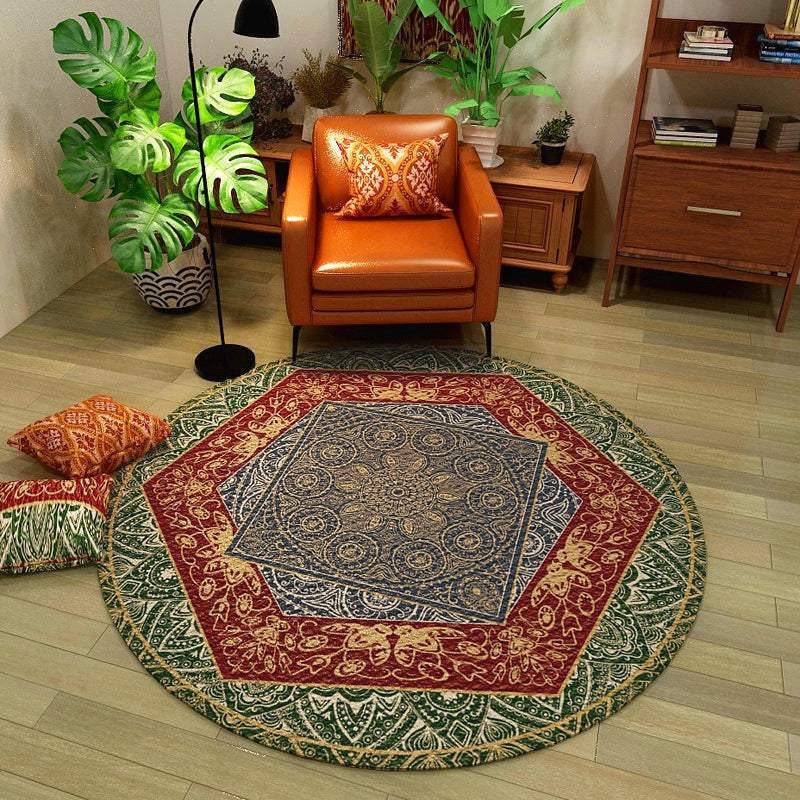 Classic Western Rug Multi-Colored Tribal Floral Print Rug Anti-Slip Backing Washable Area Carpet for Room Red Clearhalo 'Area Rug' 'Moroccan' 'Rugs' Rug' 2242945