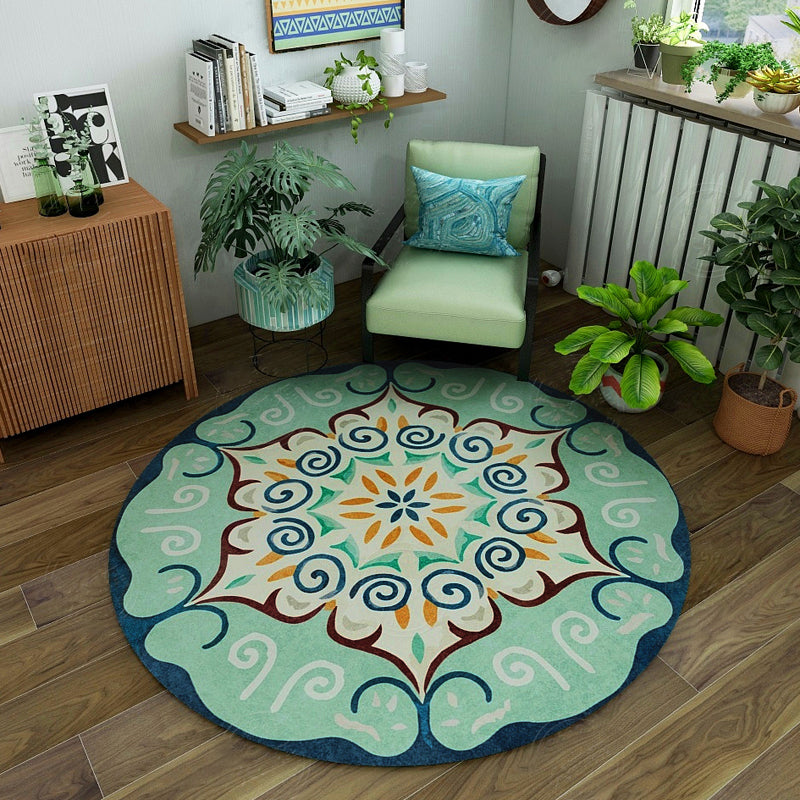 Classic Western Rug Multi-Colored Tribal Floral Print Rug Anti-Slip Backing Washable Area Carpet for Room Aqua Clearhalo 'Area Rug' 'Moroccan' 'Rugs' Rug' 2242946