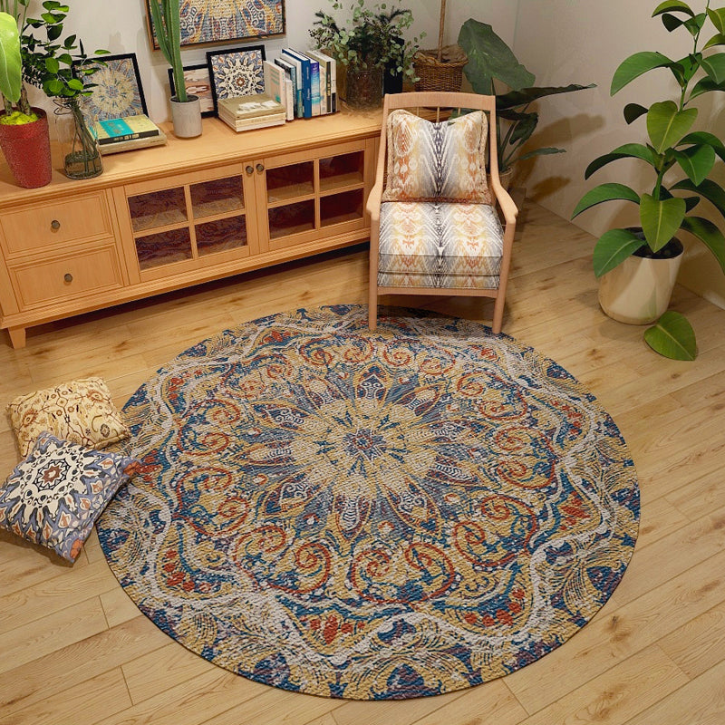Classic Western Rug Multi-Colored Tribal Floral Print Rug Anti-Slip Backing Washable Area Carpet for Room Blue-Purple Clearhalo 'Area Rug' 'Moroccan' 'Rugs' Rug' 2242947