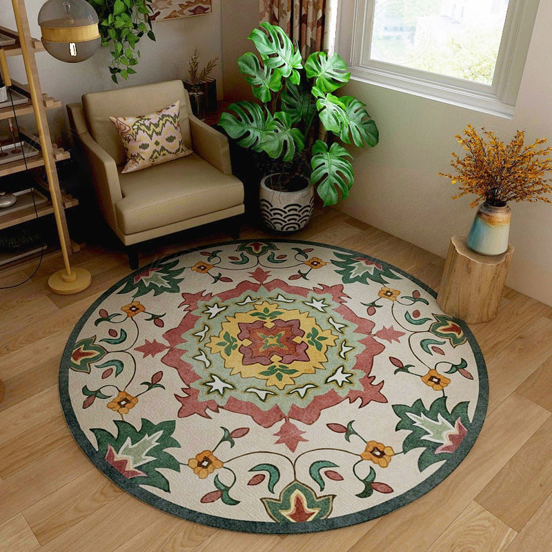 Classic Western Rug Multi-Colored Tribal Floral Print Rug Anti-Slip Backing Washable Area Carpet for Room Green Clearhalo 'Area Rug' 'Moroccan' 'Rugs' Rug' 2242949