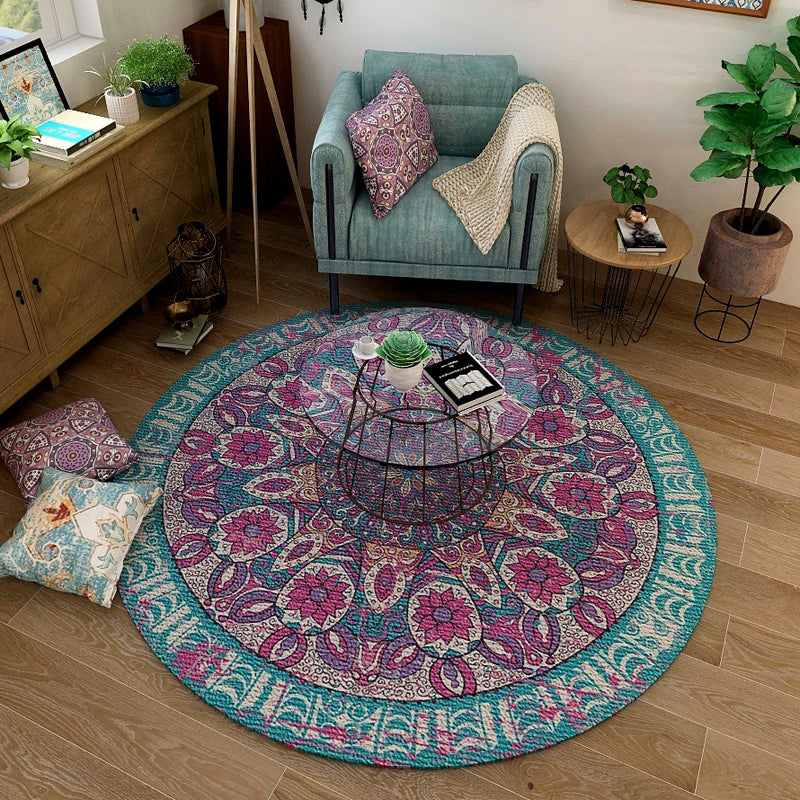 Classic Western Rug Multi-Colored Tribal Floral Print Rug Anti-Slip Backing Washable Area Carpet for Room Purple Clearhalo 'Area Rug' 'Moroccan' 'Rugs' Rug' 2242950