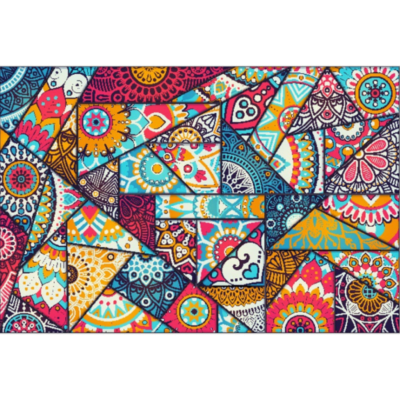 Boho-Chic Parlor Rug Multi Color Geometric Print Carpet Polypropylene Machine Washable Non-Slip Backing Rug Blue Clearhalo 'Area Rug' 'Moroccan' 'Rugs' Rug' 2244606