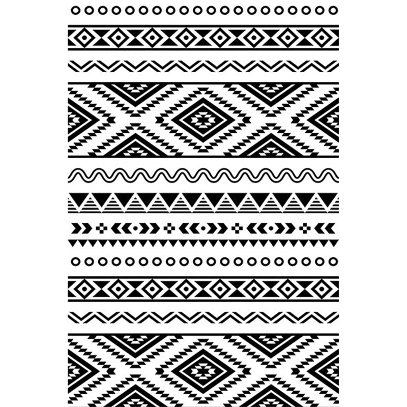 Boho-Chic Parlor Rug Multi Color Geometric Print Carpet Polypropylene Machine Washable Non-Slip Backing Rug Black-White Clearhalo 'Area Rug' 'Moroccan' 'Rugs' Rug' 2244608