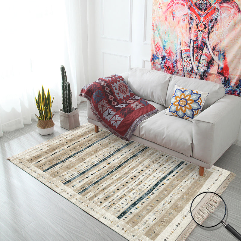 Multicolor Geometric Rug Polyster Moroccan Area Rug Non-Slip Backing Easy Care Washable Carpet for Bedroom Clearhalo 'Area Rug' 'Moroccan' 'Rugs' Rug' 2244611