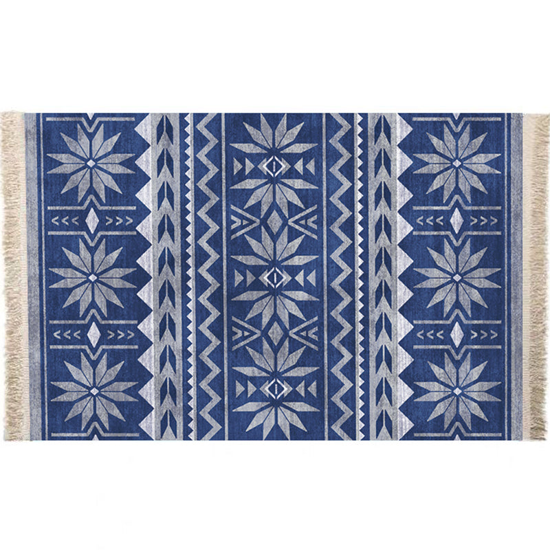 Multicolor Geometric Rug Polyster Moroccan Area Rug Non-Slip Backing Easy Care Washable Carpet for Bedroom Blue Clearhalo 'Area Rug' 'Moroccan' 'Rugs' Rug' 2244616