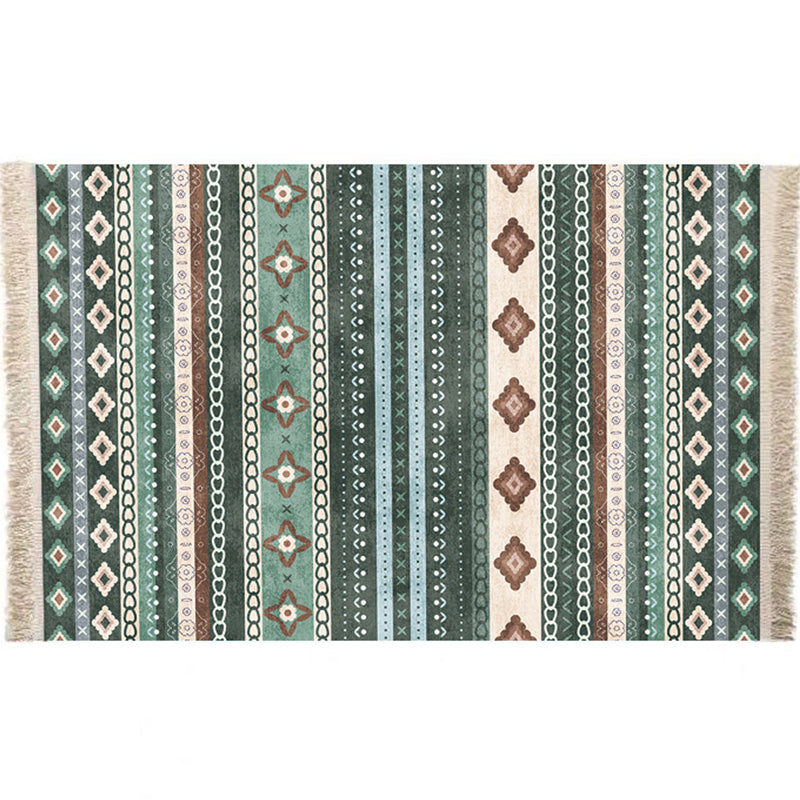 Multicolor Geometric Rug Polyster Moroccan Area Rug Non-Slip Backing Easy Care Washable Carpet for Bedroom Green Clearhalo 'Area Rug' 'Moroccan' 'Rugs' Rug' 2244618