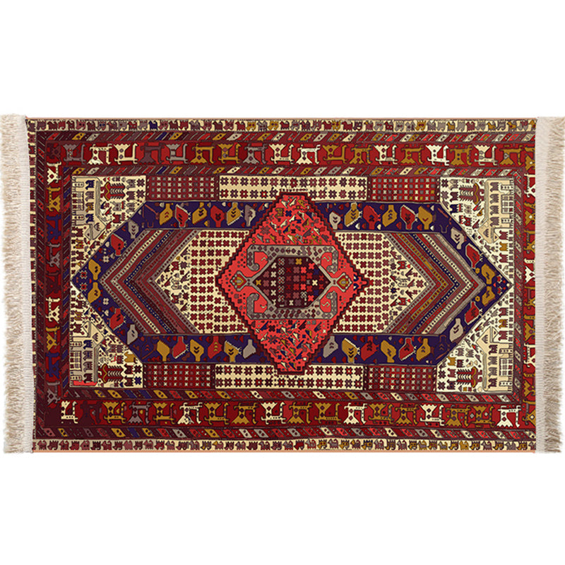 Multicolor Geometric Rug Polyster Moroccan Area Rug Non-Slip Backing Easy Care Washable Carpet for Bedroom Brown Clearhalo 'Area Rug' 'Moroccan' 'Rugs' Rug' 2244620
