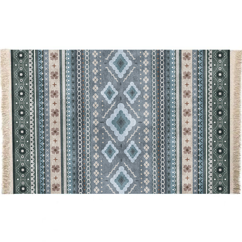 Multicolor Geometric Rug Polyster Moroccan Area Rug Non-Slip Backing Easy Care Washable Carpet for Bedroom Light Blue Clearhalo 'Area Rug' 'Moroccan' 'Rugs' Rug' 2244623