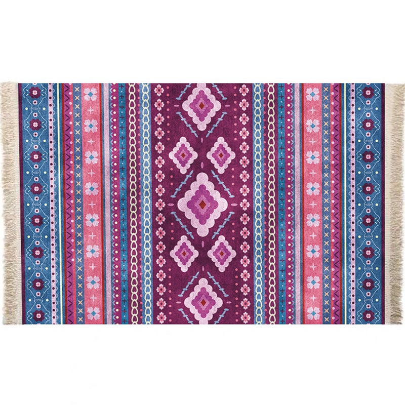 Multicolor Geometric Rug Polyster Moroccan Area Rug Non-Slip Backing Easy Care Washable Carpet for Bedroom Blue-Purple Clearhalo 'Area Rug' 'Moroccan' 'Rugs' Rug' 2244624