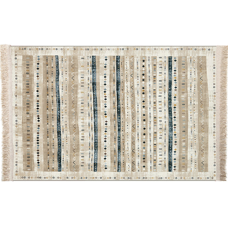 Multicolor Geometric Rug Polyster Moroccan Area Rug Non-Slip Backing Easy Care Washable Carpet for Bedroom Beige Clearhalo 'Area Rug' 'Moroccan' 'Rugs' Rug' 2244626