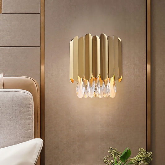 Prism Wall Lamp Contemporary Style Clear Crystal 1 Light Brass Finish Wall Lighting for Living Room Brass Clearhalo 'Cast Iron' 'Glass' 'Industrial' 'Modern wall lights' 'Modern' 'Tiffany' 'Traditional wall lights' 'Wall Lamps & Sconces' 'Wall Lights' Lighting' 224469