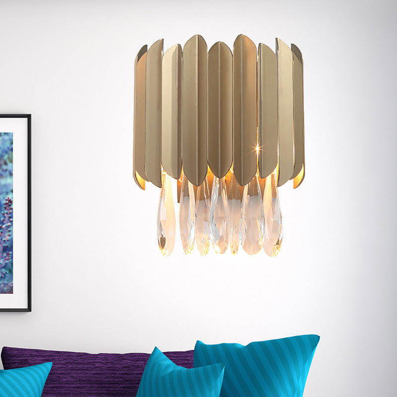 Prism Wall Lamp Contemporary Style Clear Crystal 1 Light Brass Finish Wall Lighting for Living Room Clearhalo 'Cast Iron' 'Glass' 'Industrial' 'Modern wall lights' 'Modern' 'Tiffany' 'Traditional wall lights' 'Wall Lamps & Sconces' 'Wall Lights' Lighting' 224470
