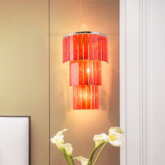 Red Prism Wall Mounted Light Modern Style 2 Lights Acrylic and Steel Wall Sconce Lamp for Living Room Red Clearhalo 'Modern wall lights' 'Modern' 'Wall Lamps & Sconces' 'Wall Lights' Lighting' 224482