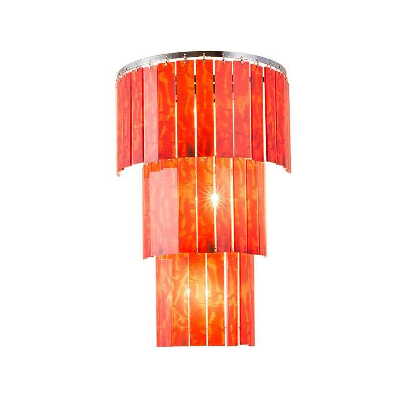 Red Prism Wall Mounted Light Modern Style 2 Lights Acrylic and Steel Wall Sconce Lamp for Living Room Clearhalo 'Modern wall lights' 'Modern' 'Wall Lamps & Sconces' 'Wall Lights' Lighting' 224484