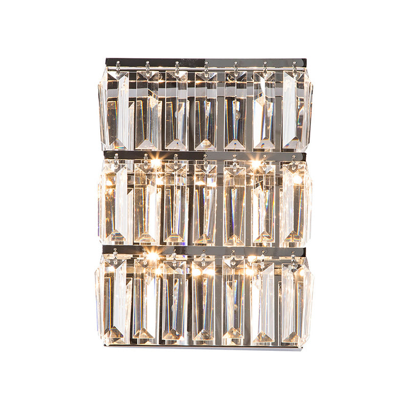 Chrome Rectangle Wall Lighting Fixture Modernist Stylish 4 Lights Clear Crystal Wall Lamp Clearhalo 'Modern wall lights' 'Modern' 'Wall Lamps & Sconces' 'Wall Lights' Lighting' 224493