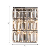 Chrome Rectangle Wall Lighting Fixture Modernist Stylish 4 Lights Clear Crystal Wall Lamp Clearhalo 'Modern wall lights' 'Modern' 'Wall Lamps & Sconces' 'Wall Lights' Lighting' 224494