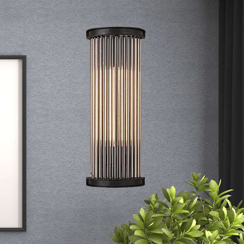 Black Cylinder Wall Light Sconce Modern Stylish 1 Light Clear Crystal Wall Lamp for Living Room Black Clearhalo 'Cast Iron' 'Glass' 'Industrial' 'Modern wall lights' 'Modern' 'Tiffany' 'Traditional wall lights' 'Wall Lamps & Sconces' 'Wall Lights' Lighting' 224495