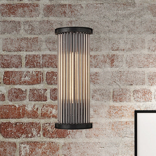 Black Cylinder Wall Light Sconce Modern Stylish 1 Light Clear Crystal Wall Lamp for Living Room Clearhalo 'Cast Iron' 'Glass' 'Industrial' 'Modern wall lights' 'Modern' 'Tiffany' 'Traditional wall lights' 'Wall Lamps & Sconces' 'Wall Lights' Lighting' 224496