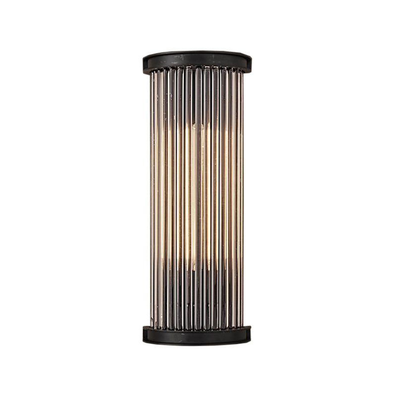 Black Cylinder Wall Light Sconce Modern Stylish 1 Light Clear Crystal Wall Lamp for Living Room Clearhalo 'Cast Iron' 'Glass' 'Industrial' 'Modern wall lights' 'Modern' 'Tiffany' 'Traditional wall lights' 'Wall Lamps & Sconces' 'Wall Lights' Lighting' 224497