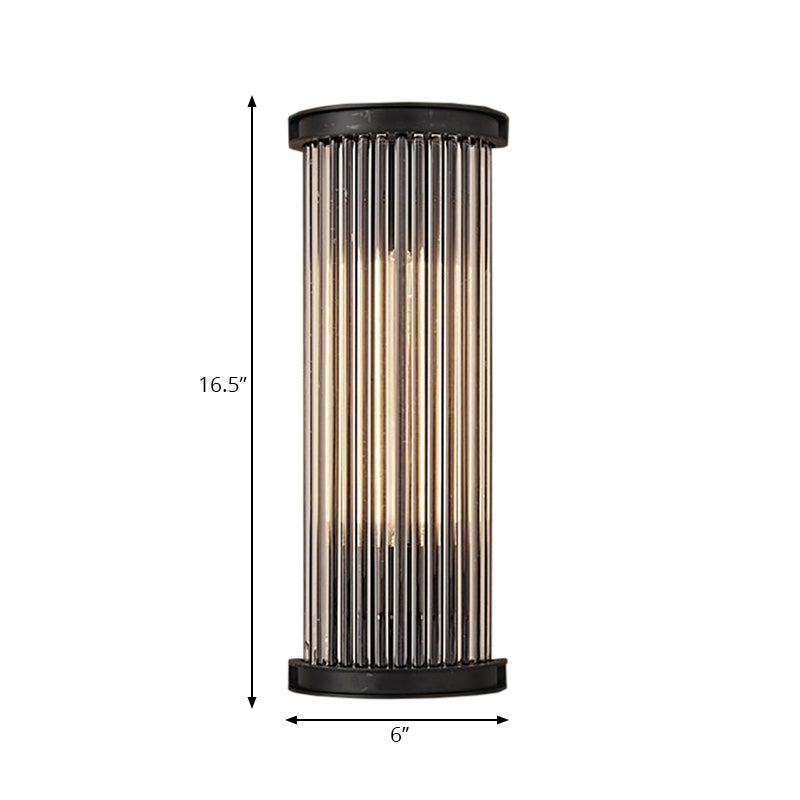 Black Cylinder Wall Light Sconce Modern Stylish 1 Light Clear Crystal Wall Lamp for Living Room Clearhalo 'Cast Iron' 'Glass' 'Industrial' 'Modern wall lights' 'Modern' 'Tiffany' 'Traditional wall lights' 'Wall Lamps & Sconces' 'Wall Lights' Lighting' 224498