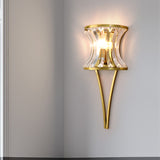Golden Hourglass Shape Wall Lighting Modern Style 1 Head Clear Crystal Wall Sconce for Living Room Clearhalo 'Cast Iron' 'Glass' 'Industrial' 'Modern wall lights' 'Modern' 'Tiffany' 'Traditional wall lights' 'Wall Lamps & Sconces' 'Wall Lights' Lighting' 224510
