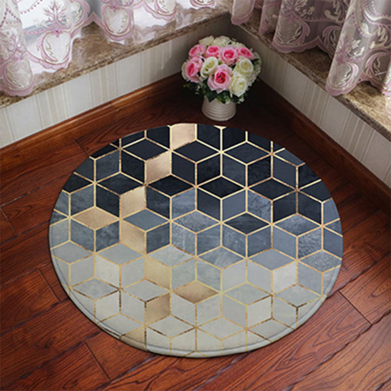 Unique Geometric Print Rug Multi-Color Polyster Area Carpet Non-Slip Backing Machine Washable Indoor Rug for Bedroom Gray Blue Clearhalo 'Area Rug' 'Rug' 2245335