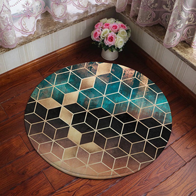 Unique Geometric Print Rug Multi-Color Polyster Area Carpet Non-Slip Backing Machine Washable Indoor Rug for Bedroom Green Clearhalo 'Area Rug' 'Rug' 2245336