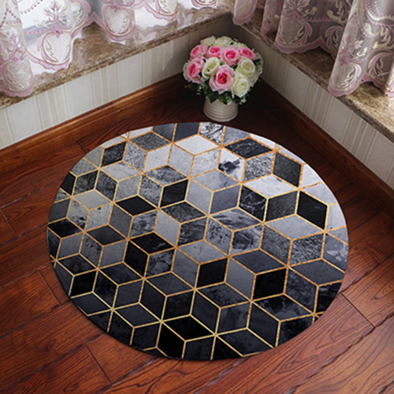 Unique Geometric Print Rug Multi-Color Polyster Area Carpet Non-Slip Backing Machine Washable Indoor Rug for Bedroom Dark Gray Clearhalo 'Area Rug' 'Rug' 2245338