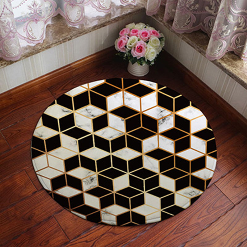 Unique Geometric Print Rug Multi-Color Polyster Area Carpet Non-Slip Backing Machine Washable Indoor Rug for Bedroom Black-White Clearhalo 'Area Rug' 'Rug' 2245340