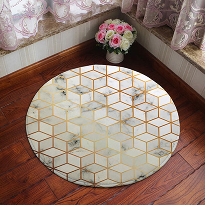 Unique Geometric Print Rug Multi-Color Polyster Area Carpet Non-Slip Backing Machine Washable Indoor Rug for Bedroom White Clearhalo 'Area Rug' 'Rug' 2245344