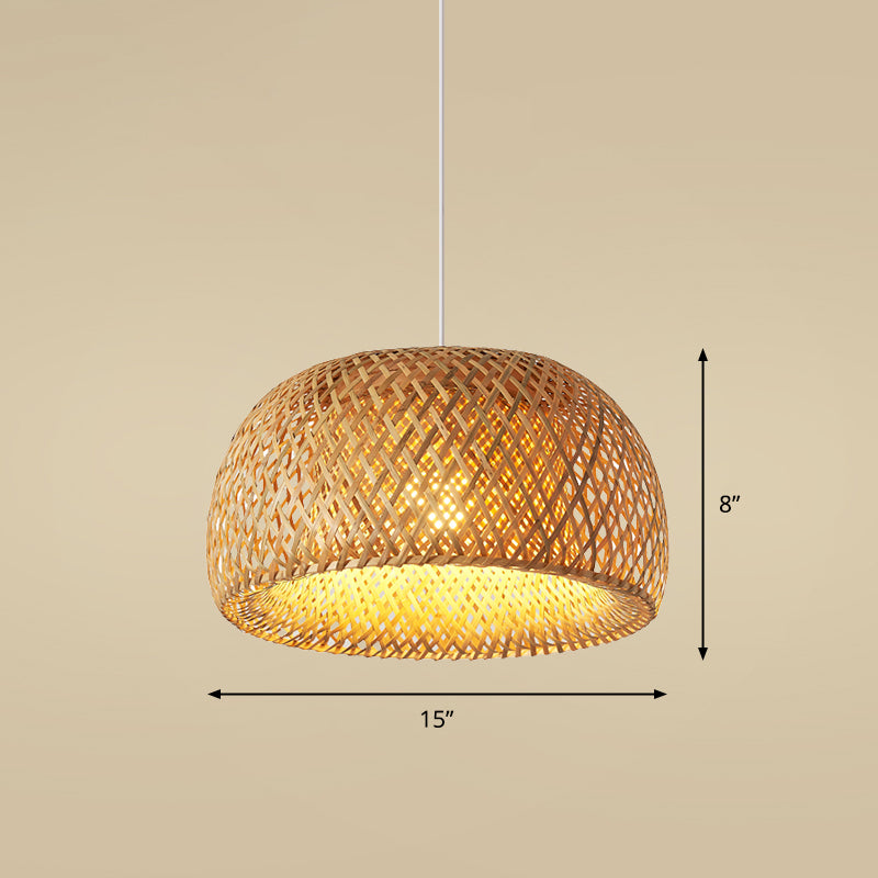 Bamboo Handcrafted Ceiling Light Asian Style 1 Bulb Wood Hanging Lamp for Restaurant Wood B Clearhalo 'Ceiling Lights' 'Lighting' 'Pendant Lights' 2245497_70506975-09ea-4460-8b77-def098adf2f7