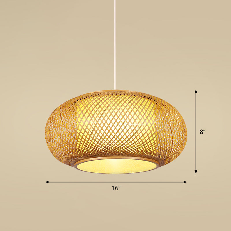 Bamboo Handcrafted Ceiling Light Asian Style 1 Bulb Wood Hanging Lamp for Restaurant Wood C Clearhalo 'Ceiling Lights' 'Lighting' 'Pendant Lights' 2245507_60861f70-6109-49d9-a9c0-f1b06ba919ab